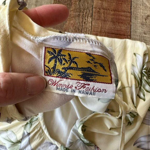 Vintage Winnie Fashion Floral Dress Size S Yellow Hawaiian Halter Swim Cover up - Picture 6 of 8